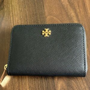 Tory Burch Black Wallet with Gold Logo